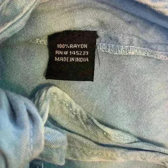 Blue button down tie short sleeve Sim & Sam sz S beachy resort vacation casual - Picture 3 of 8